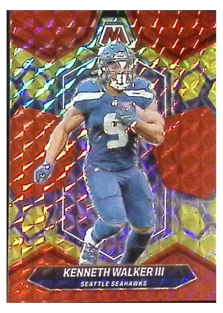2024 Panini Mosaic Base Set Kenneth Walker III Fusion Red Yellow Choice #198 card