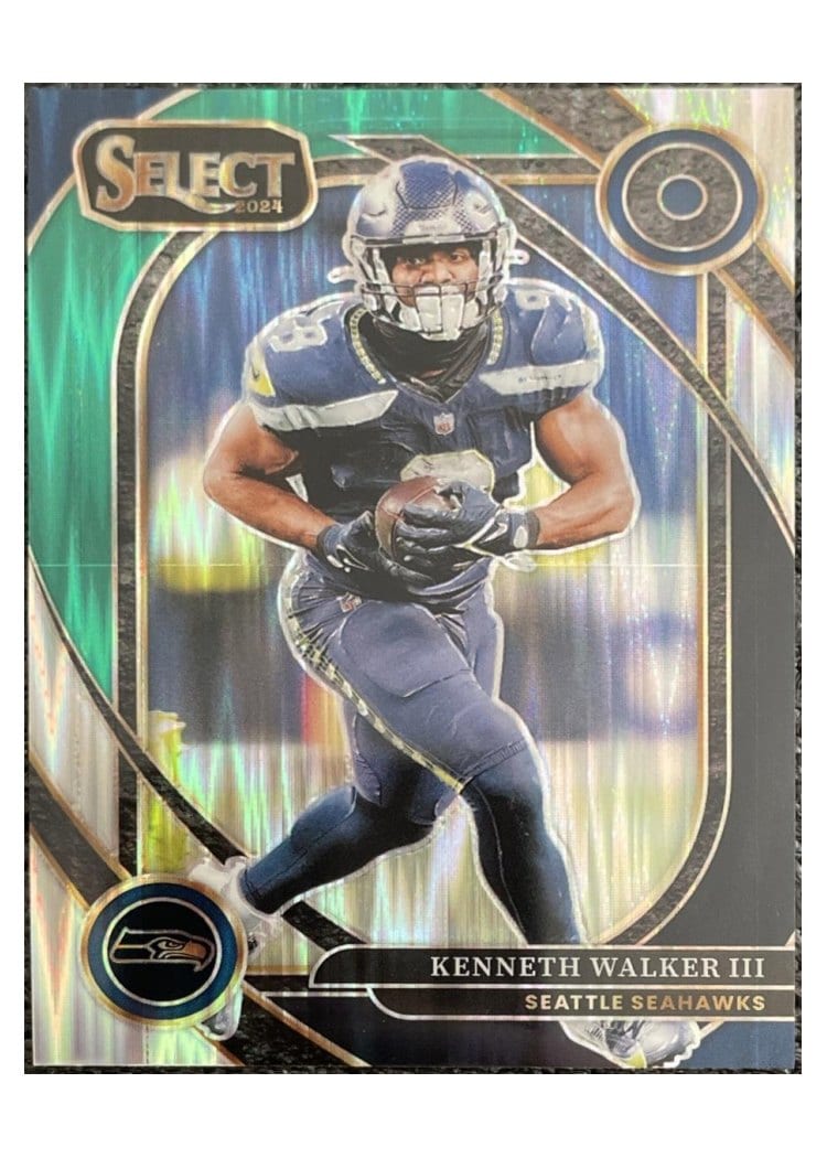 2024 Panini Select Base Set Kenneth Walker III Black Green Prizm Shock #276 card