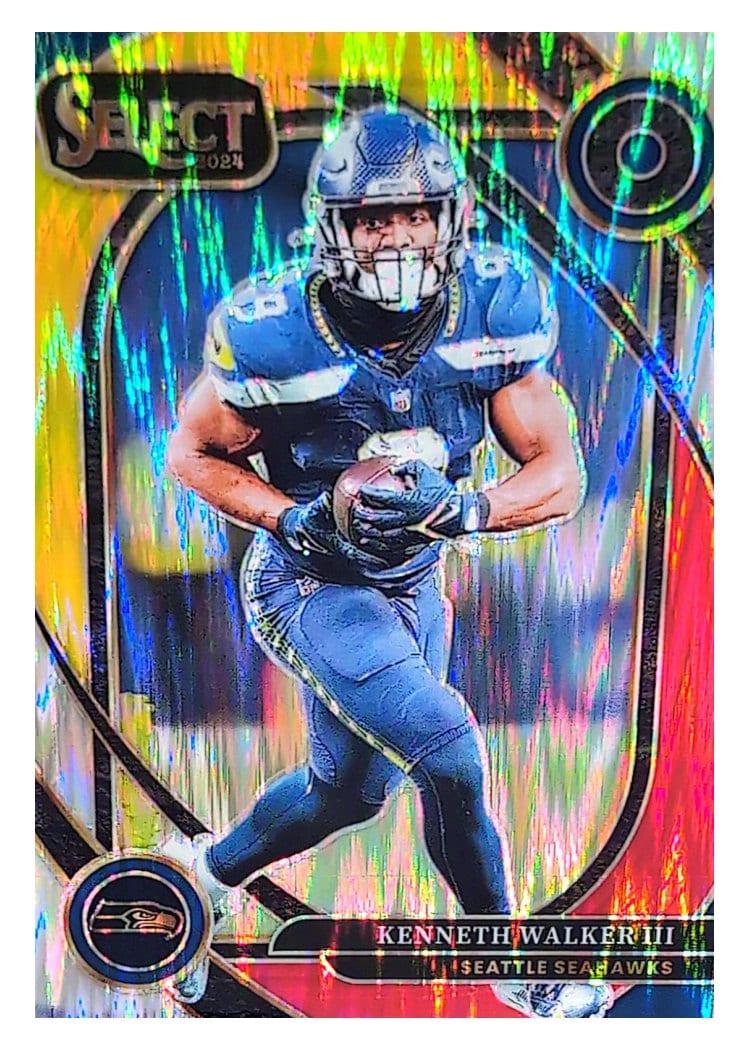 2024 Panini Select Base Set Kenneth Walker III Red Yellow Prizm Shock #276 card
