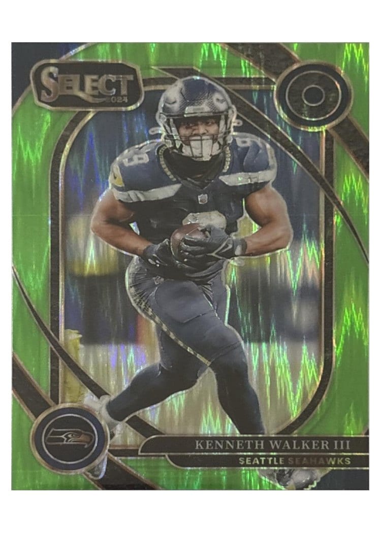 2024 Panini Select Base Set Kenneth Walker III Neon Green Prizm Shock #276 card