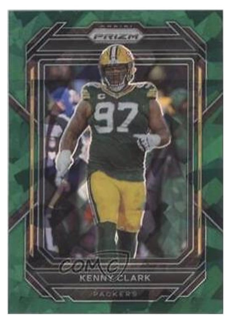 2022 Panini Prizm Base Set Kenny Clark Green Ice #110 card