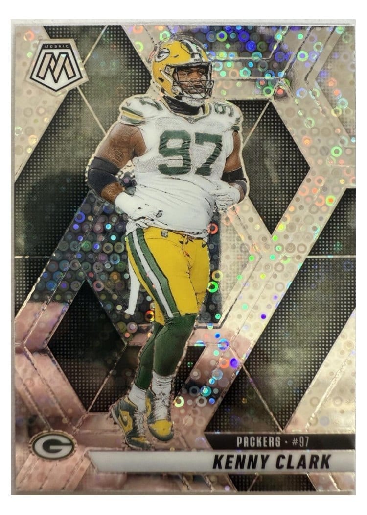 2025 Panini Mosaic Base Set Kenny Clark No Huddle Silver #84 card