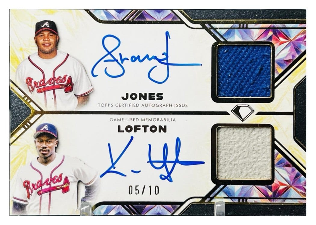 2025 Topps Diamond Icons Dual Autographed Preeminent Pieces Relics Kenny Lofton/Andruw Jones #PPDAR-JL card