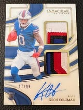 2024 Panini Immaculate Collection Immaculate Numbers Rookie Patch Autographs Keon Coleman #17 card
