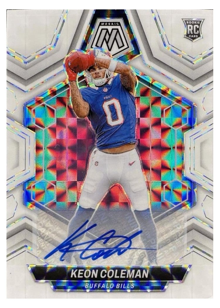 2024 Panini Mosaic Base Set Keon Coleman Autograph White Sparkle #333 card