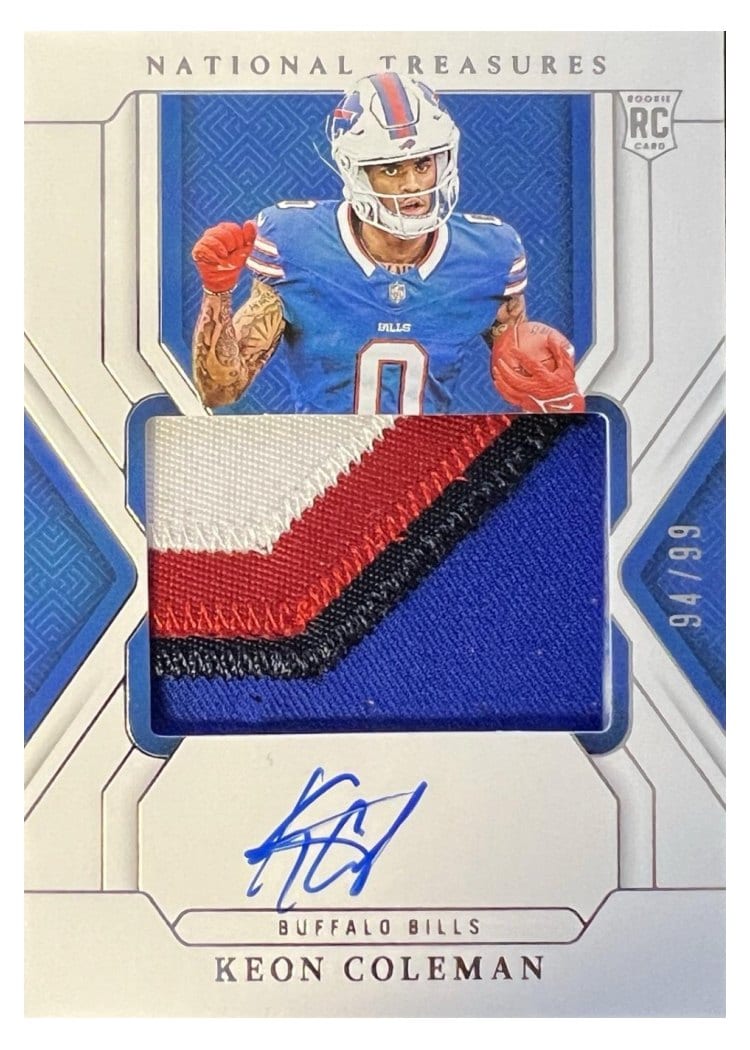 2024 Panini National Treasures Base Set Keon Coleman Patch Autograph #172 card