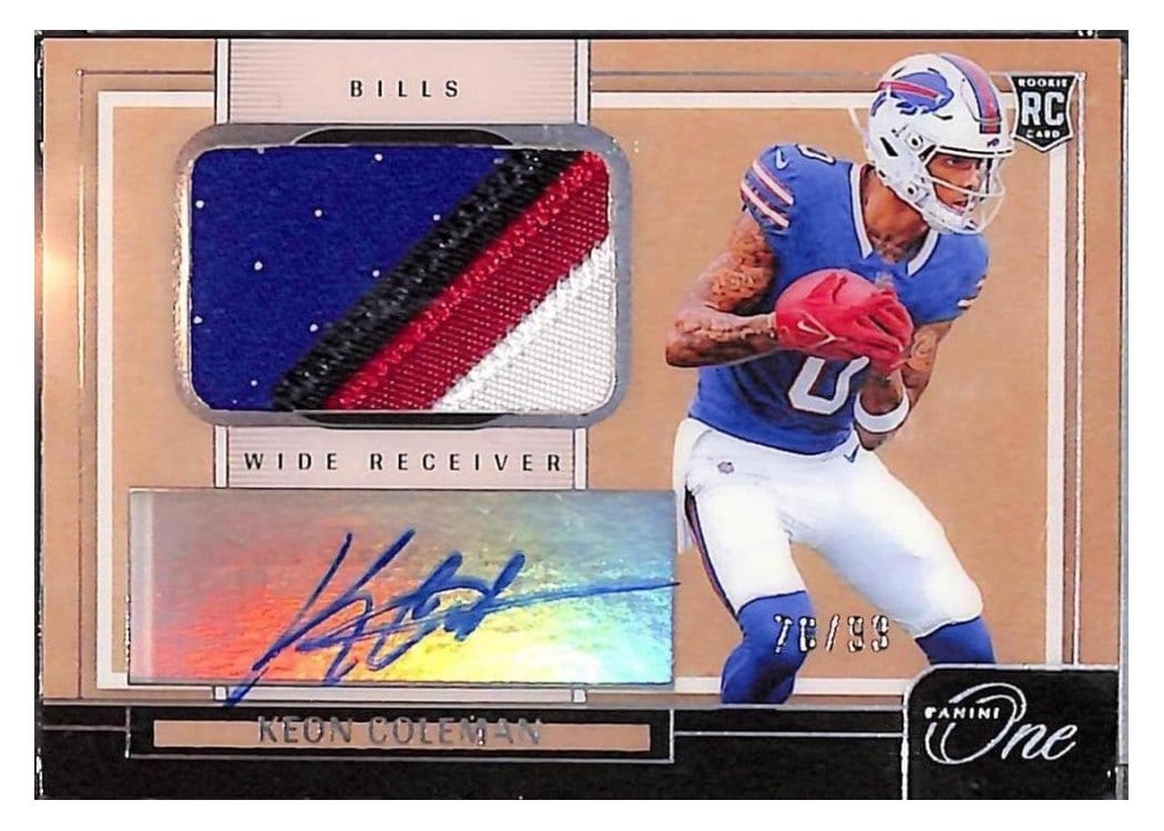 2024 Panini One Premium Rookie Patch Autographs Keon Coleman #116 card