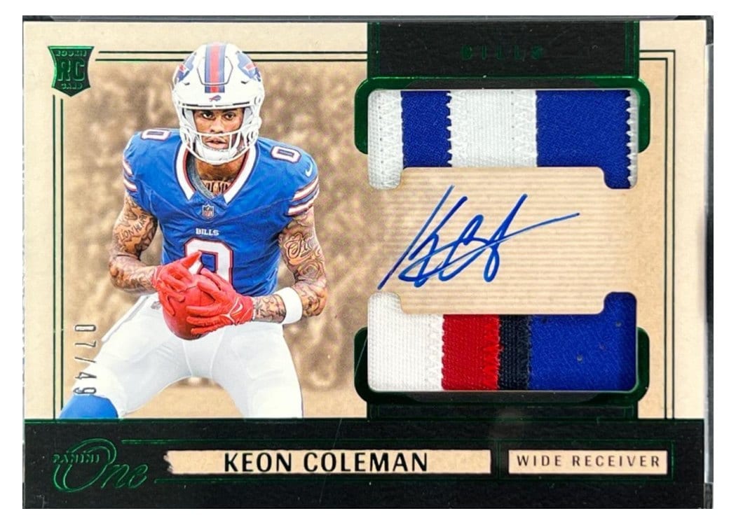 2024 Panini One Rookie Dual Patch Autographs Keon Coleman #44 card