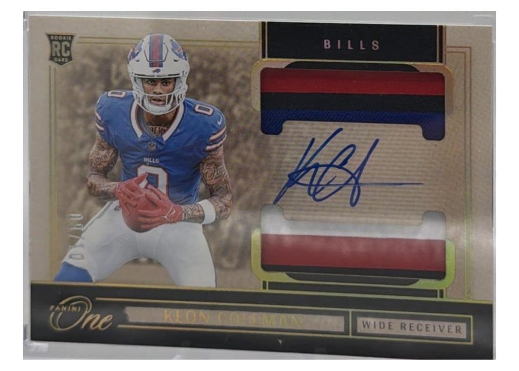 2024 Panini One Rookie Dual Patch Autographs Keon Coleman #44 card