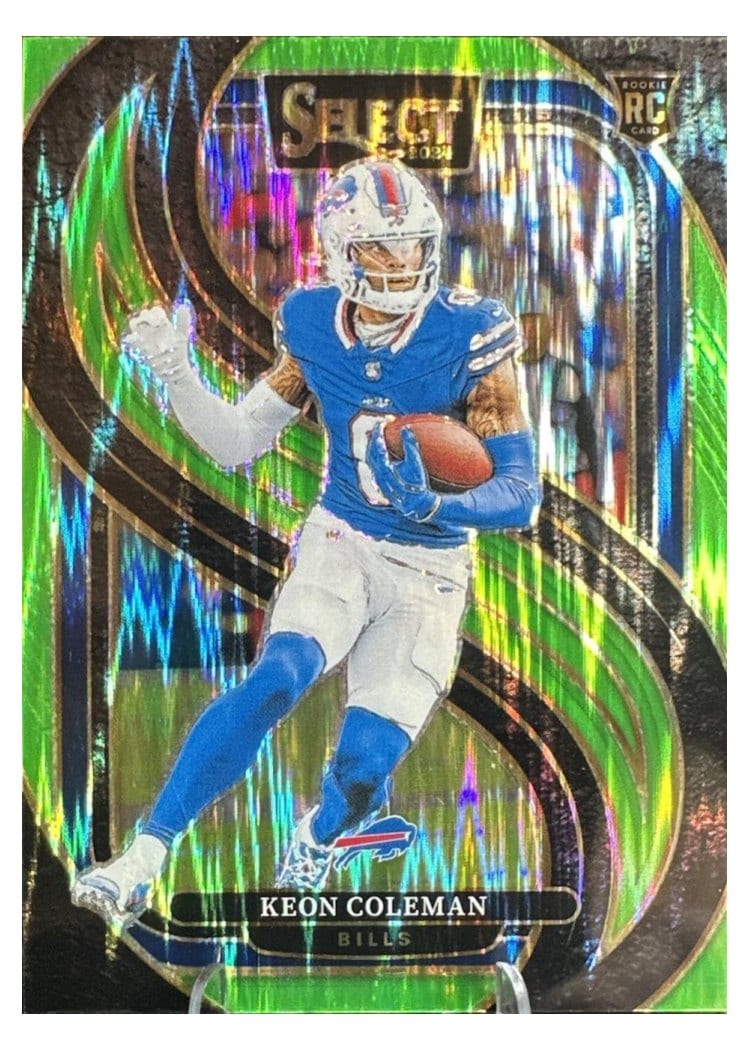 2024 Panini Select Base Set Keon Coleman Neon Green Prizm Shock #153 card