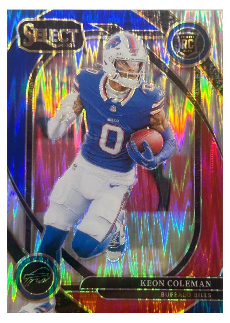 2024 Panini Select Base Set Keon Coleman Red Blue Prizm Shock #280 card