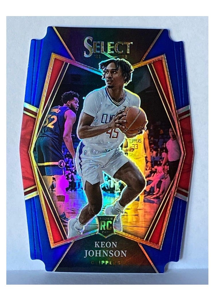 2021-22 Panini Select Base Set Keon Johnson Blue Prizm Die Cut #115 card