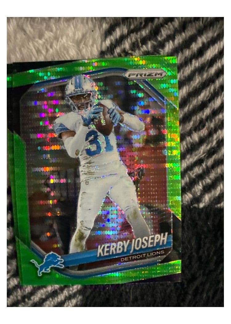 2025 Panini Prizm Base Set Kerby Joseph Neon Green Pulsar #41 card