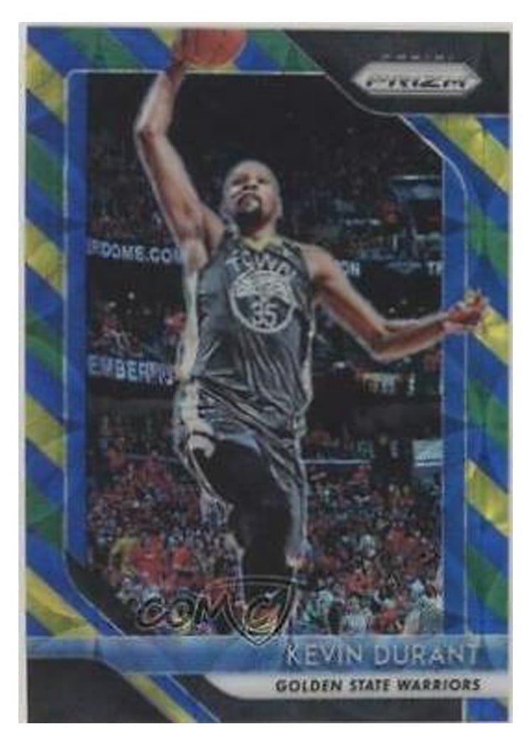 2018-19 Panini Prizm Base Set Kevin Durant Blue, Yellow, and Green Choice Prizm #252 card
