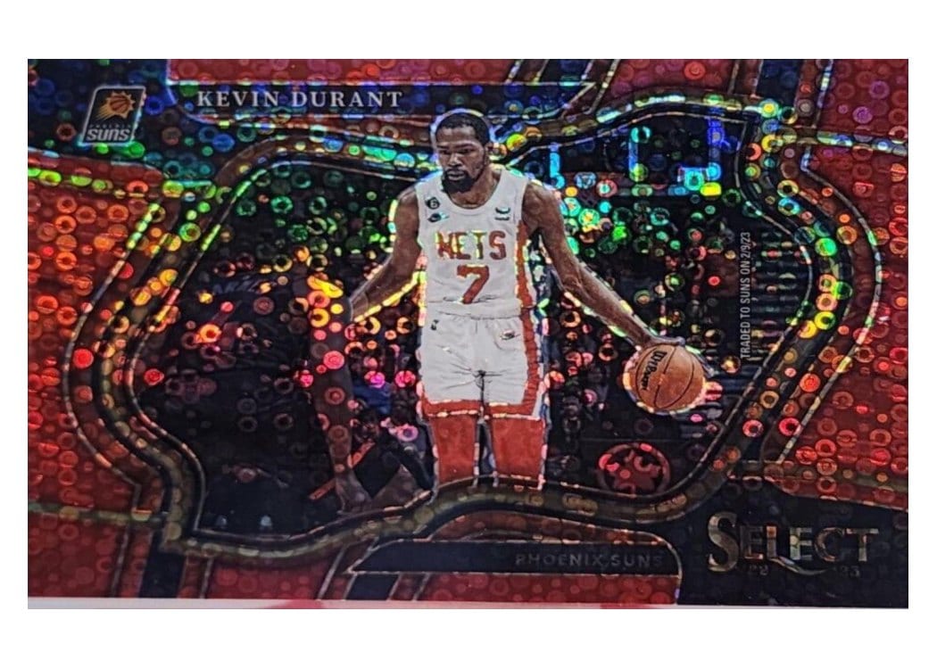 2022-23 Panini Select Base Set Kevin Durant Red Disco Prizm #237 card
