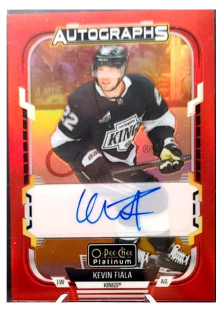 2025-26 O-Pee-Chee Platinum Red Rainbow Autos Kevin Fiala #RA-KF card