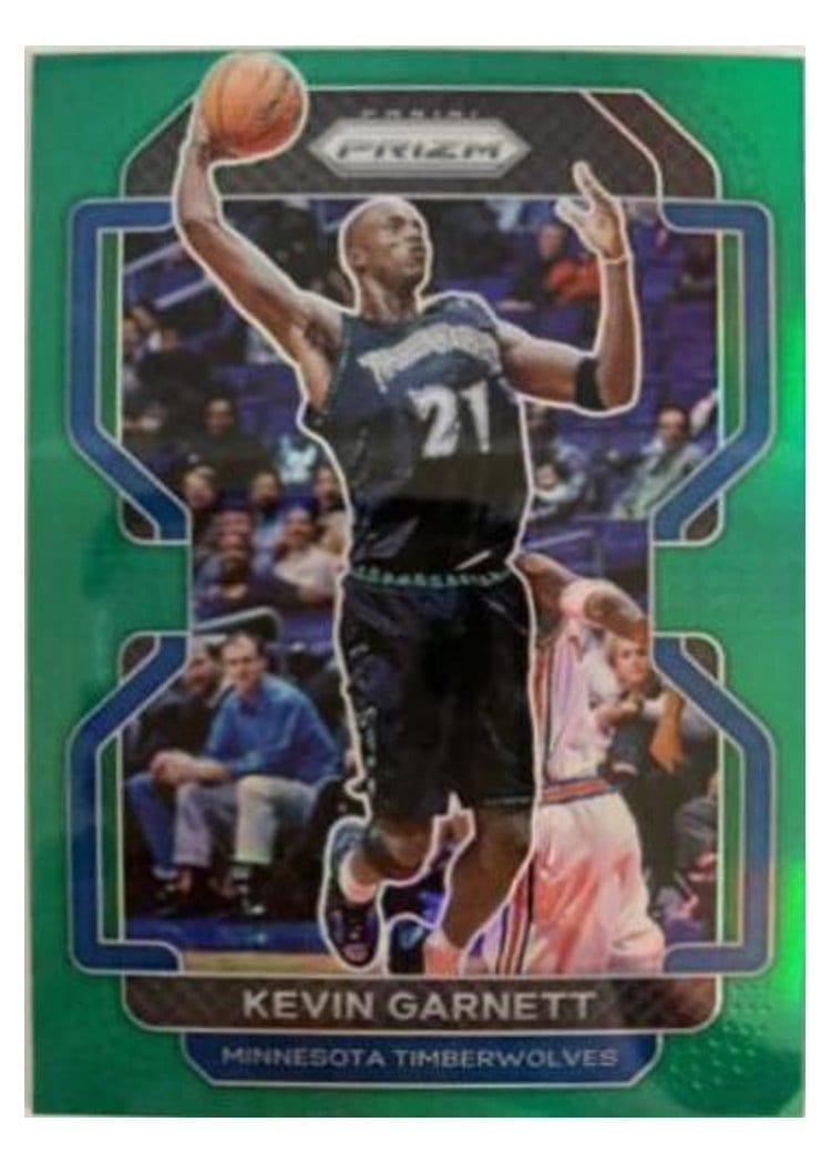 2021-22 Panini Prizm Base Set Kevin Garnett Green Shimmer #256 card