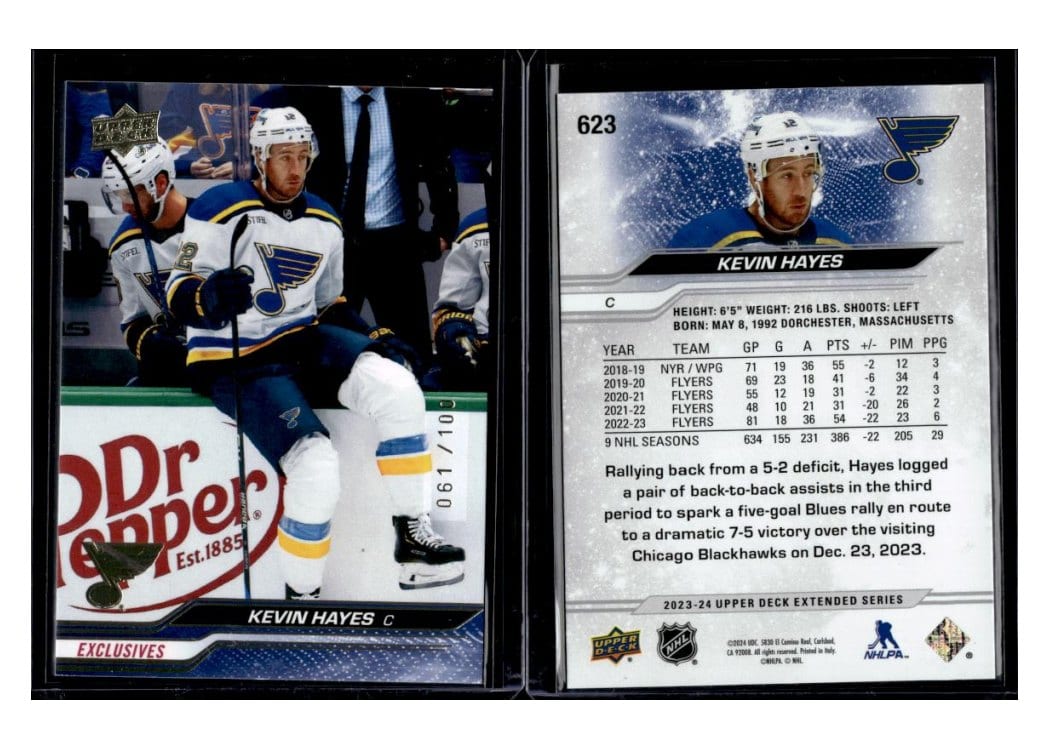 2023-24 Upper Deck Base Set Kevin Hayes #623 card