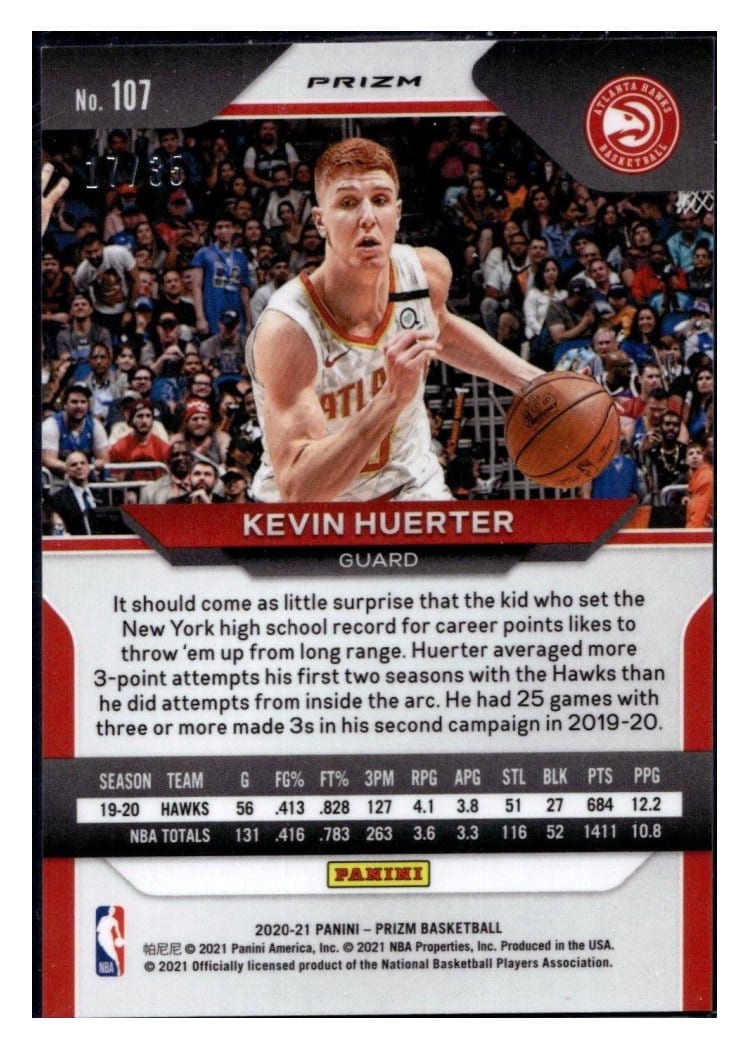 2020-21 Panini Prizm Base Set Kevin Huerter #107 card