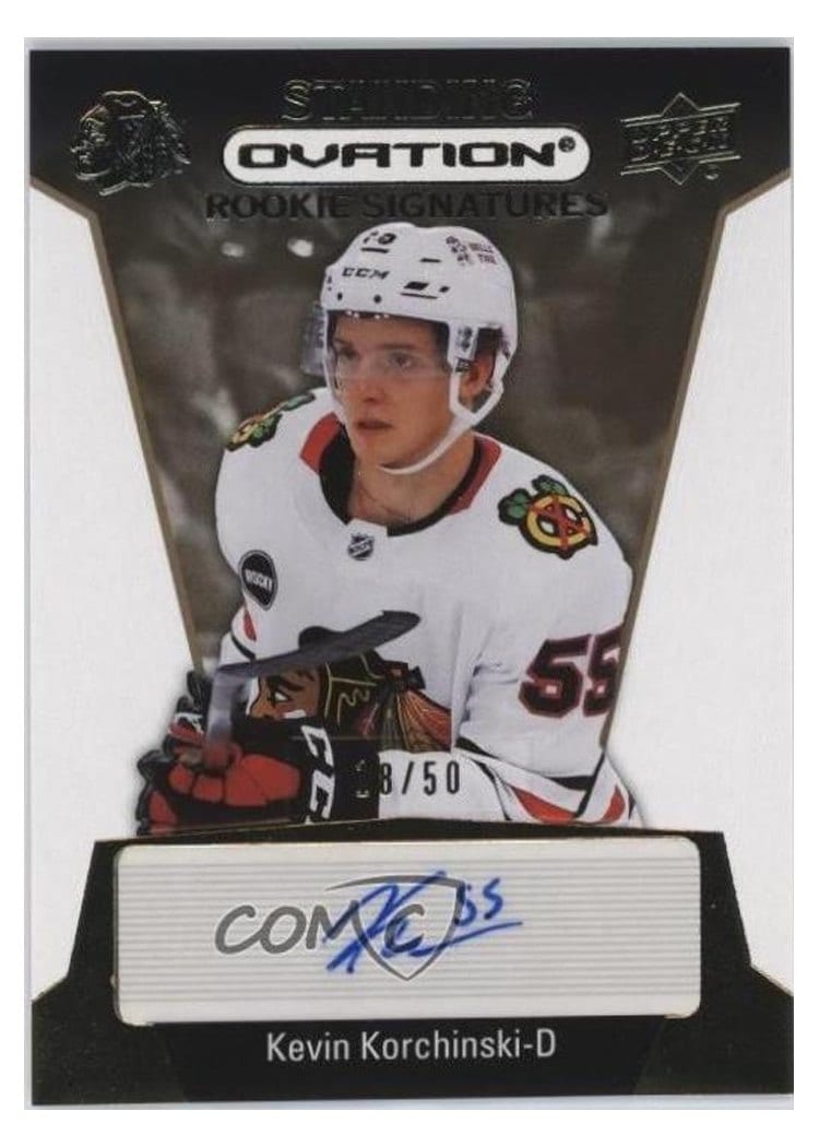 2023-24 Upper Deck Ovation Standing Ovation Rookie Signatures Kevin Korchinski #SORS-KK card
