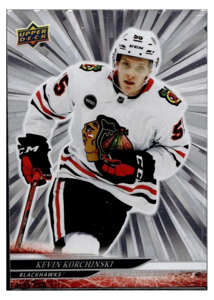 2024-25 Upper Deck Base Set Kevin Korchinski Outburst Silver #44 card