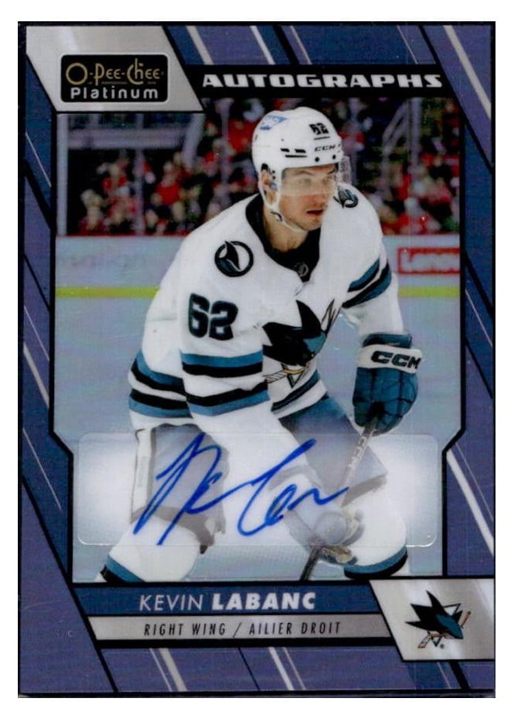 2023-24 O-Pee-Chee Platinum Blue Rainbow Autos Kevin Labanc #BA-KL card