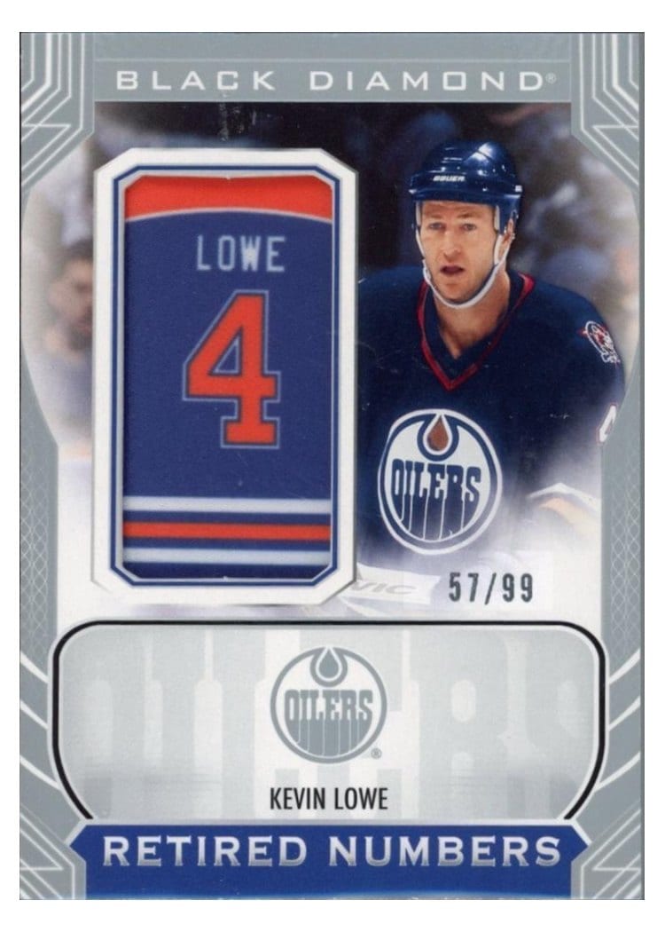 2024-25 Upper Deck Black Diamond Oilers Retired Number Patches Kevin Lowe #ORNP-KL card