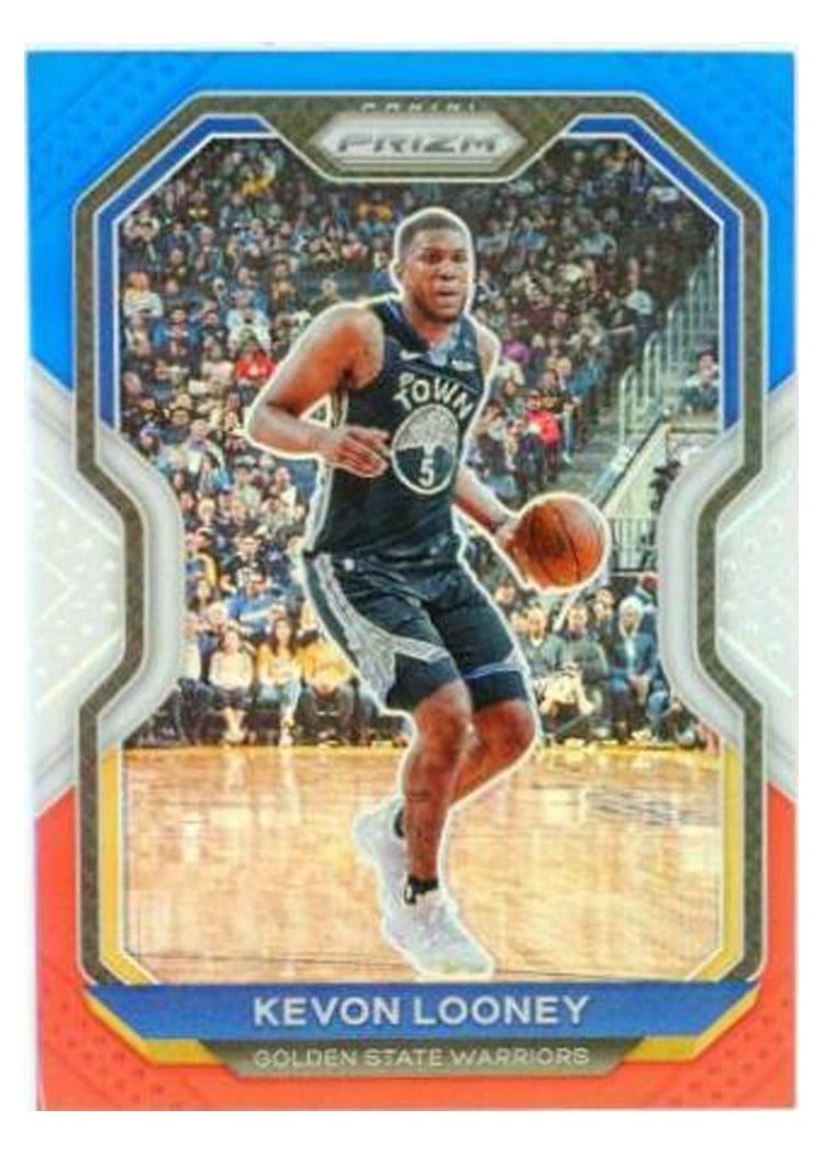 2020-21 Panini Prizm Base Set Kevon Looney Red, White, Blue Prizm #34 card