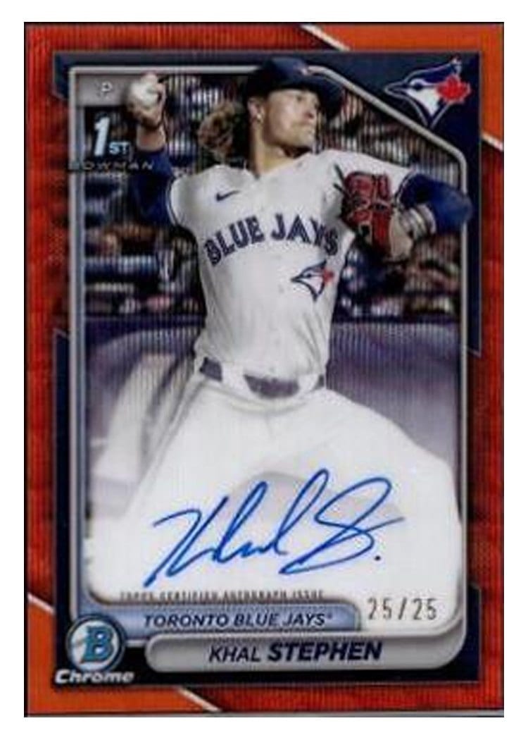 2024 Bowman Draft Chrome Prospect Autographs Khal Stephen Orange Wave Refractor #CPA-KS card