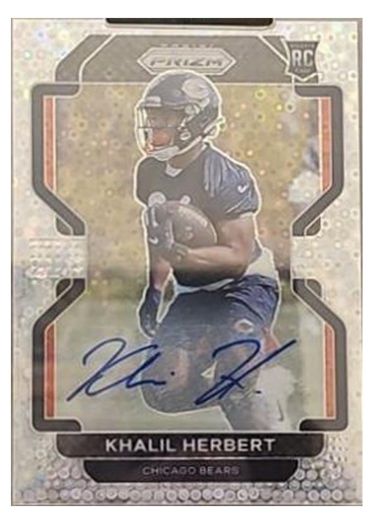 2021 Panini Prizm Base Set Khalil Herbert Autograph Blue Shimmer #425 card