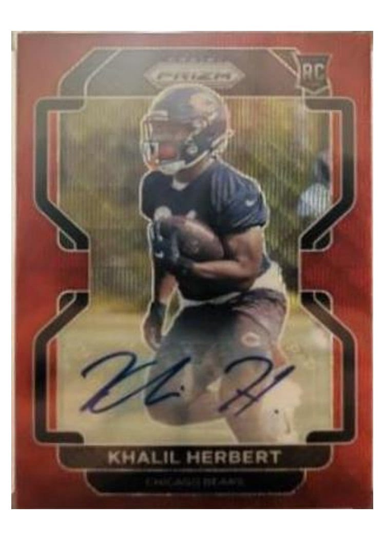 2021 Panini Prizm Base Set Khalil Herbert Autograph Red Shimmer #425 card