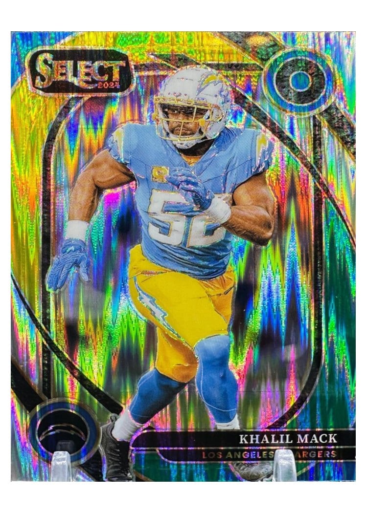 2024 Panini Select Base Set Khalil Mack Green Yellow Prizm Shock #277 card