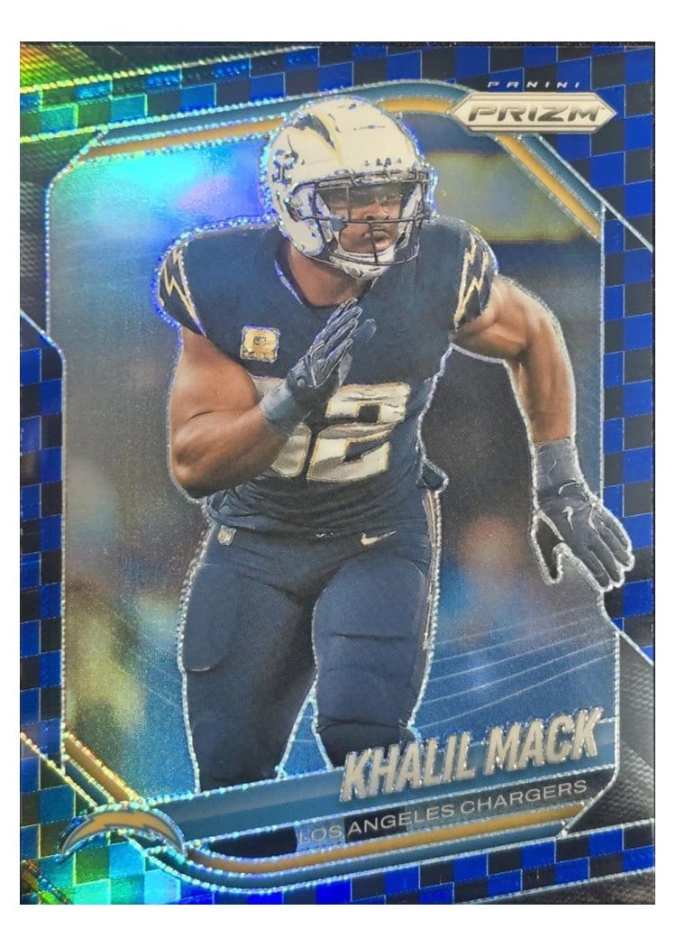 2025 Panini Prizm Base Set Khalil Mack Black Blue Checker #161 card