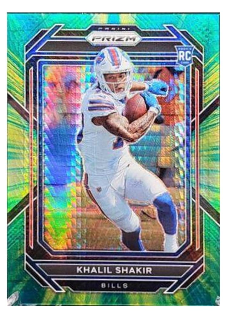 2022 Panini Prizm Base Set Khalil Shakir Autograph Green Shimmer #355 card