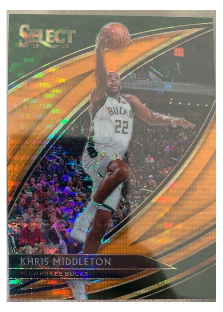 2019-20 Panini Select Base Set Khris Middleton Neon Orange Pulsar Prizm #221 card