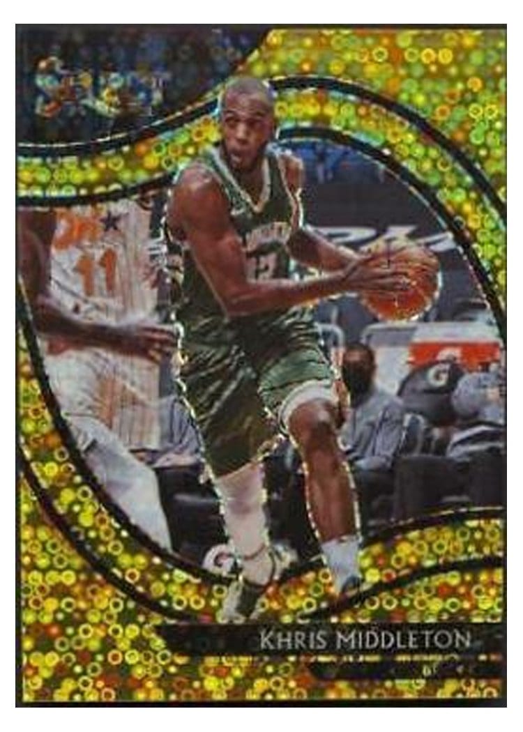 2020-21 Panini Select Base Set Khris Middleton Gold Disco Prizm #256 card