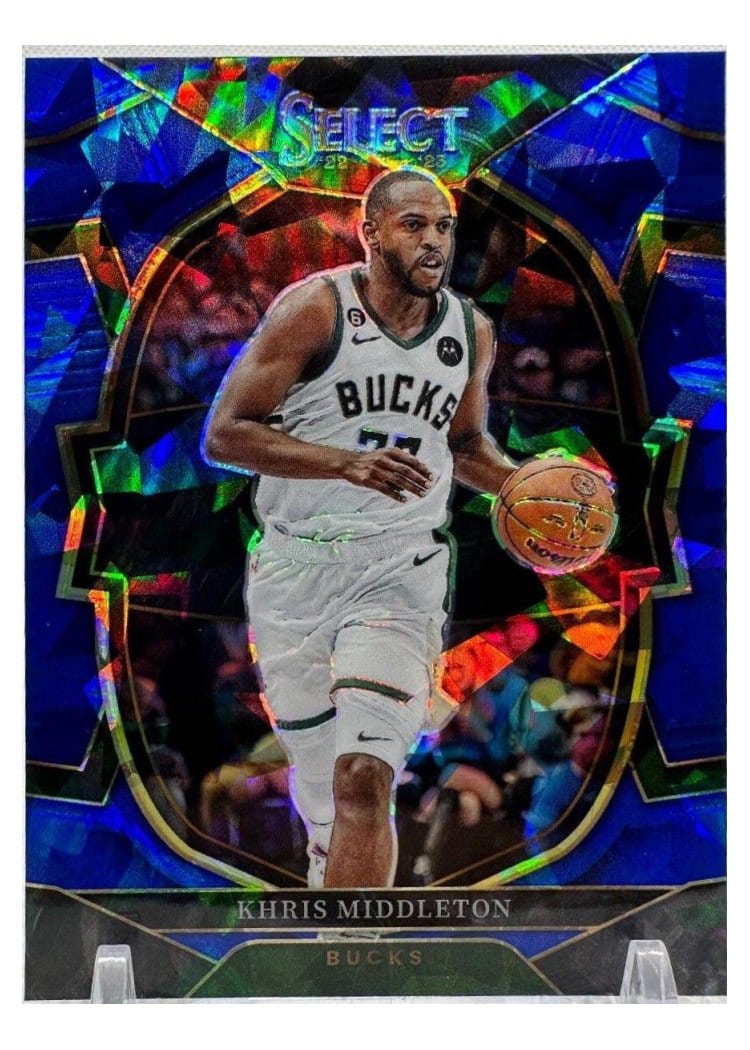 2022-23 Panini Select Base Set Khris Middleton Blue Cracked Ice Prizm #228 card