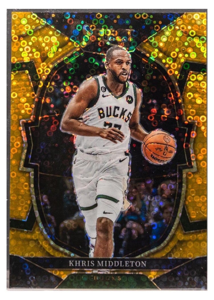 2022-23 Panini Select Base Set Khris Middleton Gold Disco Prizm #228 card