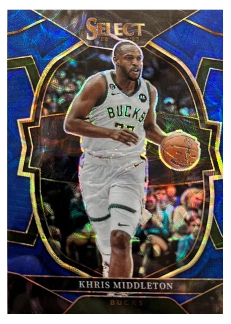 2022-23 Panini Select Base Set Khris Middleton Blue Scope Prizm #28 card