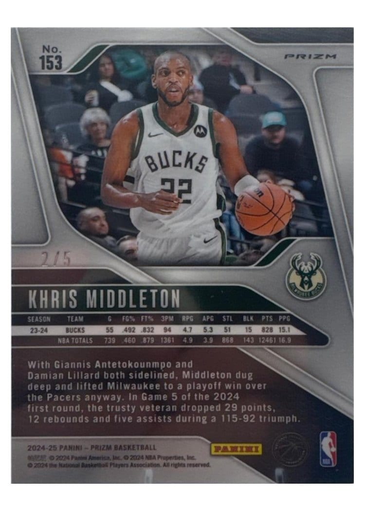 2024-25 Panini Prizm Base Set Khris Middleton #153 card
