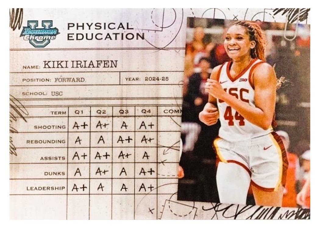 2024-25 Bowman University Chrome Physical Education Kiki Iriafen #PE-9 card