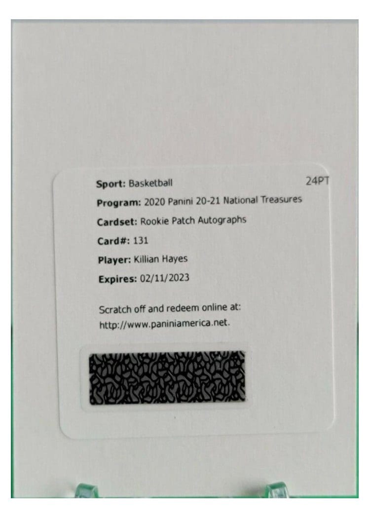 2020-21 Panini National Treasures Rookie Patch Autographs Killian Hayes #131 card