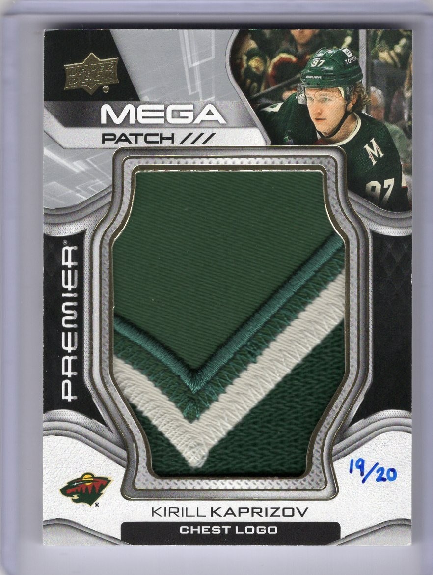 2022-23 Upper Deck Premier Premier Mega Patch Chest Logos Kirill Kaprizov #PMP-KK card