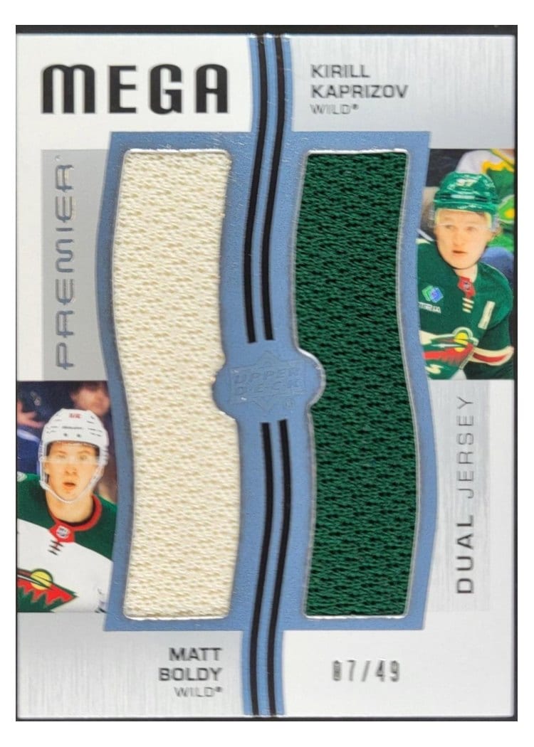 2023-24 Upper Deck Premier Premier Mega Jersey Duos Kirill Kaprizov/Matt Boldy #PM2-KB card