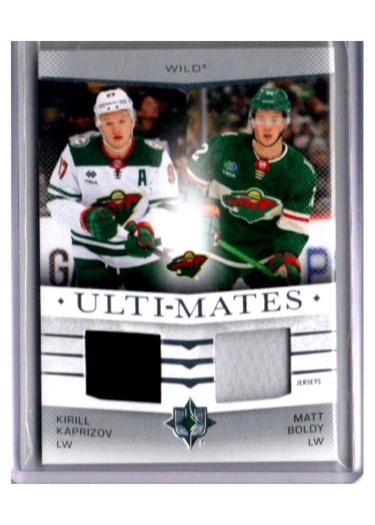 2024-25 Upper Deck Ultimate Collection Ulti-Mates Jersey Kirill Kaprizov/Matt Boldy #UTM-BK card