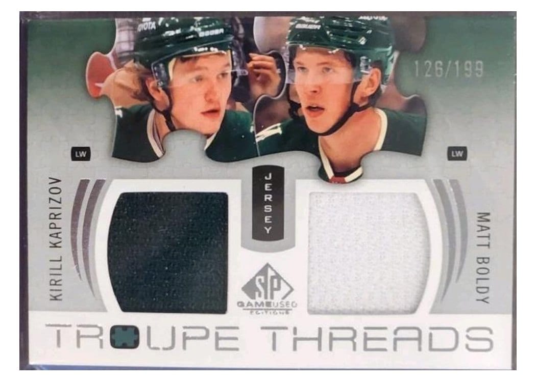 2025-26 SP Game Used Troupe Threads Kirill Kaprizov/Matt Boldy #TT-BK card
