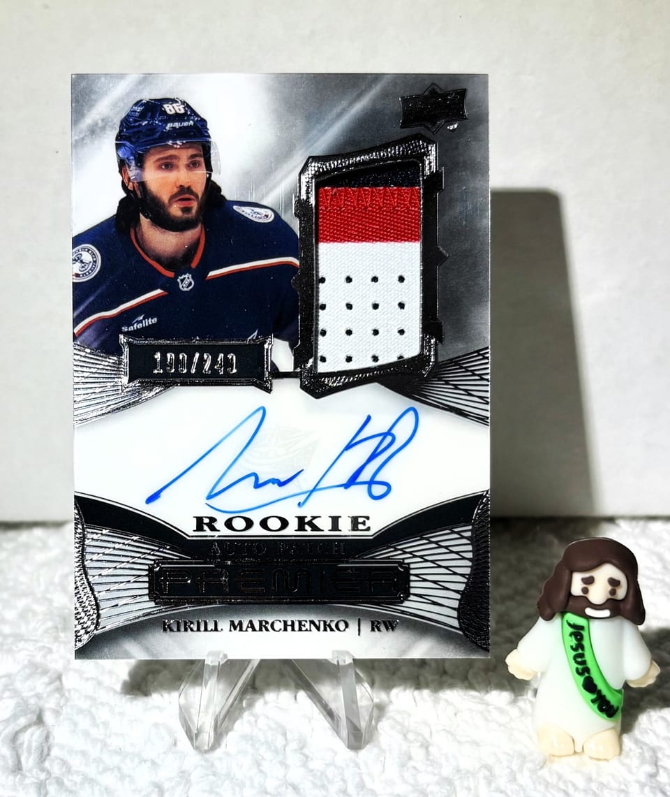 2022-23 Upper Deck Premier Acetate Rookie Autograph Patch Kirill Marchenko #AR-KM card