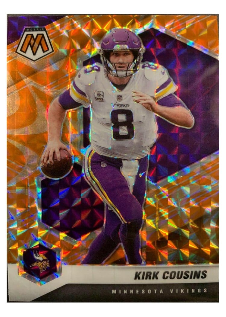 2021 Panini Mosaic Base Set Kirk Cousins Reactive Orange Mosaic #128 card