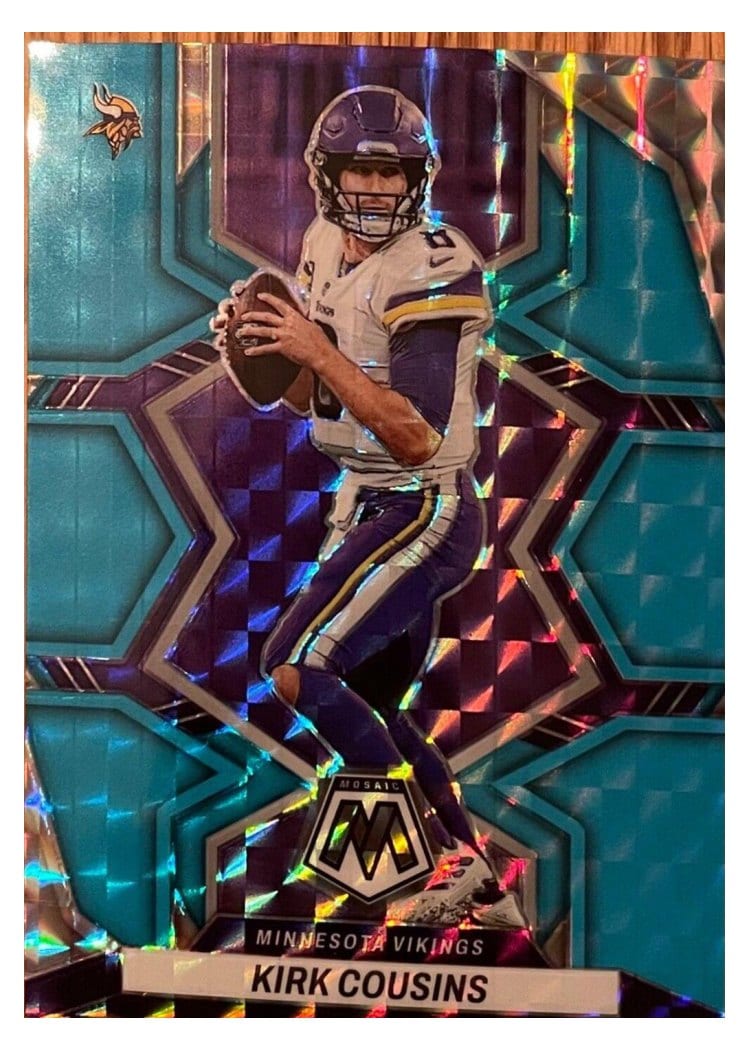 2022 Panini Mosaic Base Set Kirk Cousins Blue Fluorescent #127 card