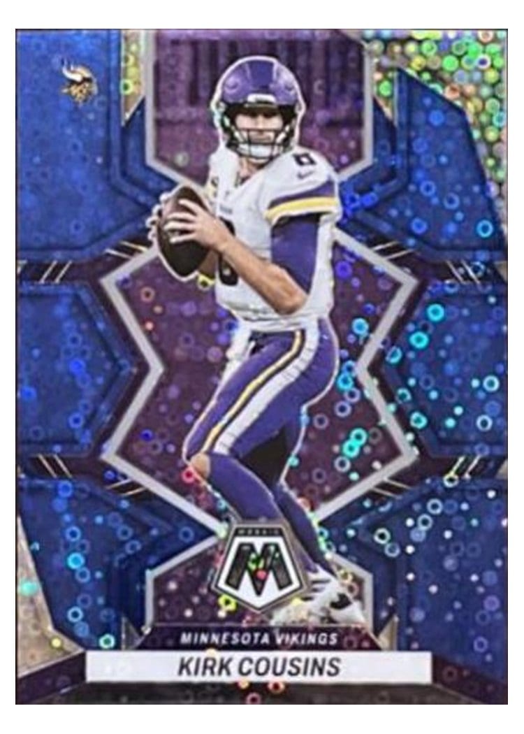 2022 Panini Mosaic Base Set Kirk Cousins No Huddle Blue #127 card